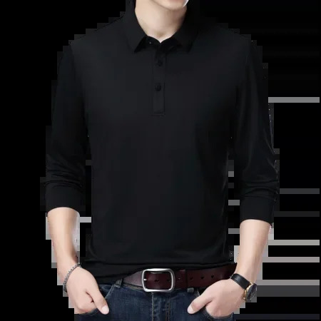 Ice fast drying polo shirt long sleeved highquality breathable top 2024 springsummer mens Tshirt 250318
