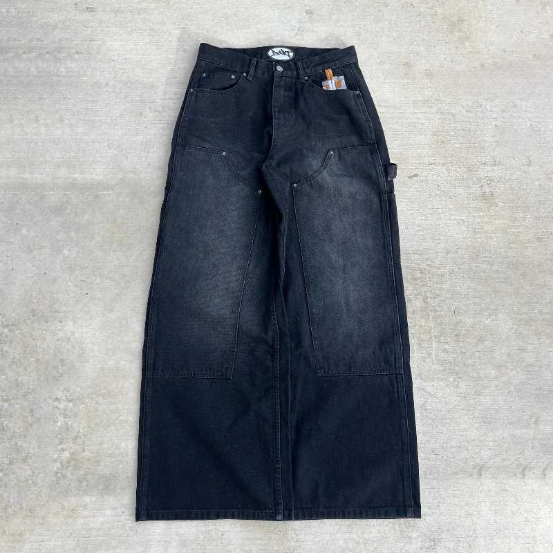 Y2K Trendy Baggy Jeans Retro Washed Pocket Smoke Embroidery Men Pants Gothic American Style Streetwear Unisex Straight TrousersT250319