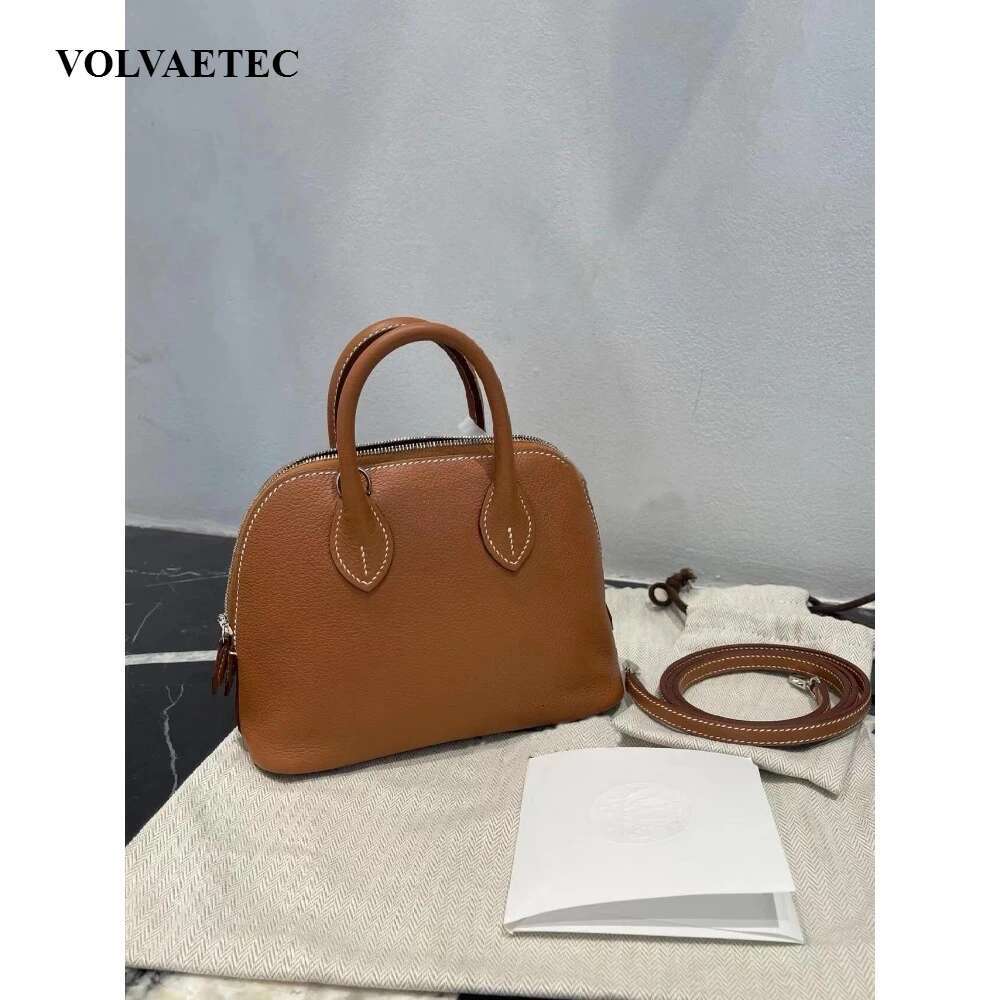VOAETEC Mini Semi-Handmade Hand-Sewn Wax E Bowg Shell Saddle Bag Leather Fashion Versatile Oblique Span Handbag