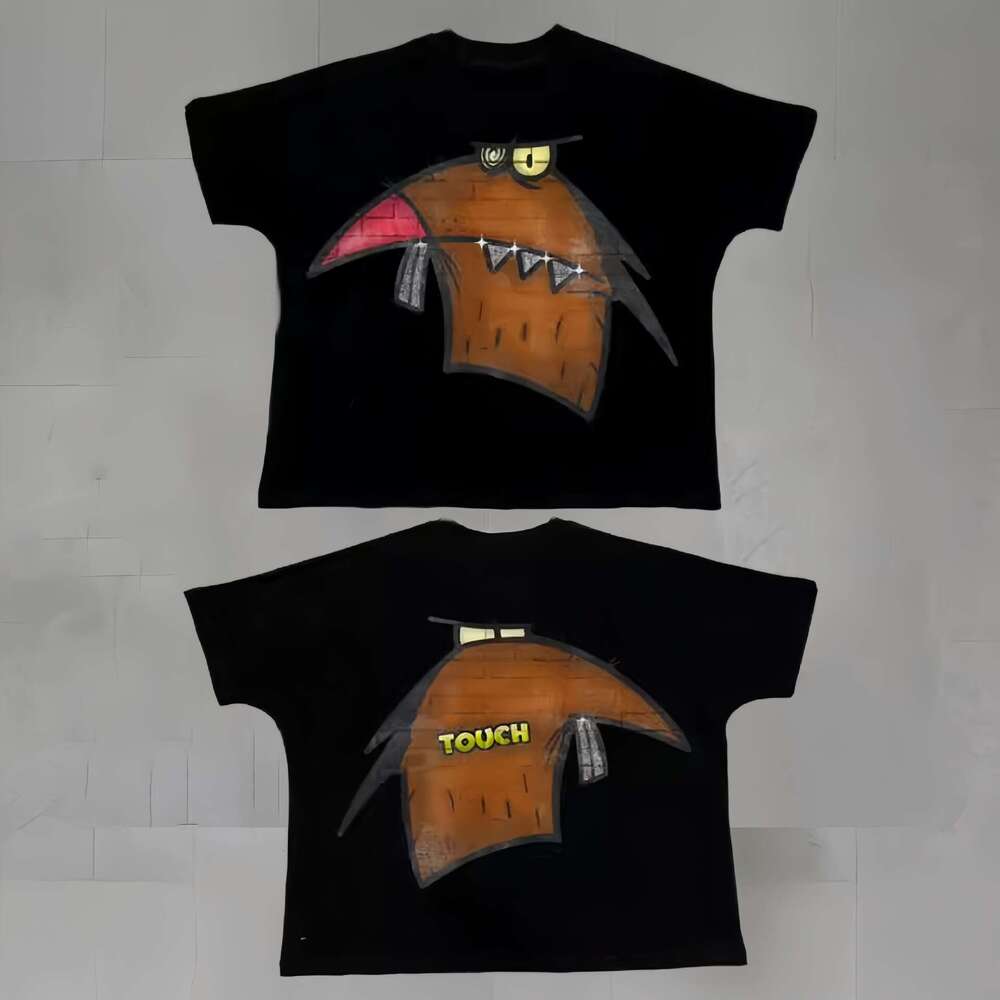 2024 New Street Hip Hop Printed T-shirt Trendy Brand Loose Round Neck Short Sleeve Versatile