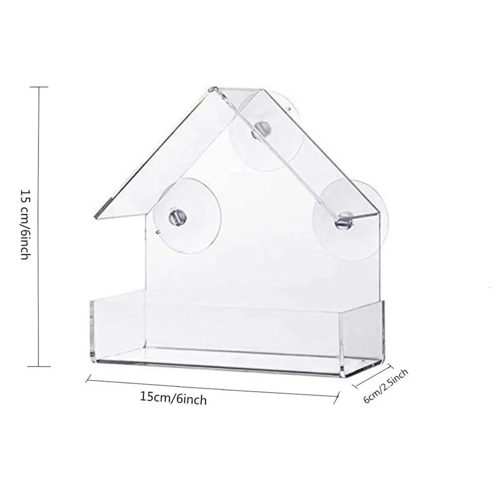 Indoor transparent window wild bird feeder outdoor detachable suction cup slide garden courtyard automatic feeding tray 250320
