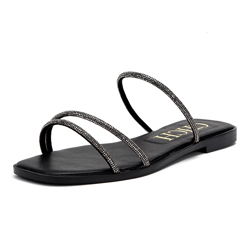 Designer CHCH French For Women's Summer Outdoor Wear 2024 New Water Diamond Fairy Open Toe Low Heel Fashion Sandals