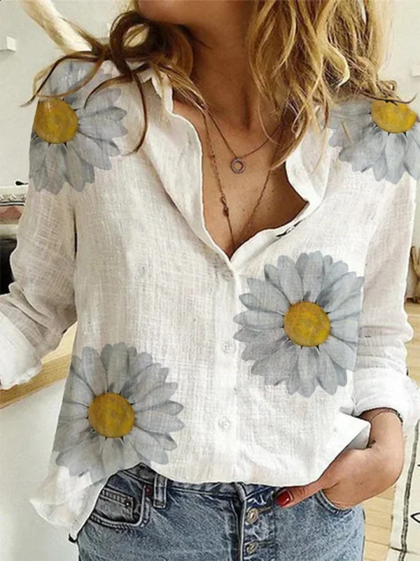 Streetwear Shirts for Women Vintage Cotton Linen Casual Tees Spring Autumn Y2k Tops Tshirt Women Clothing Fashion Clothes 250314
