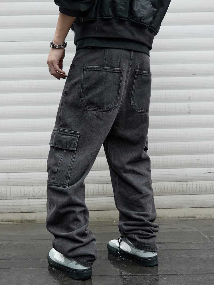 Y2k new bagged jeans mens hip-hop Harajuku Trouser wide leg denim pants mens jeans streetwear Korean oversized cargo pantsT250319