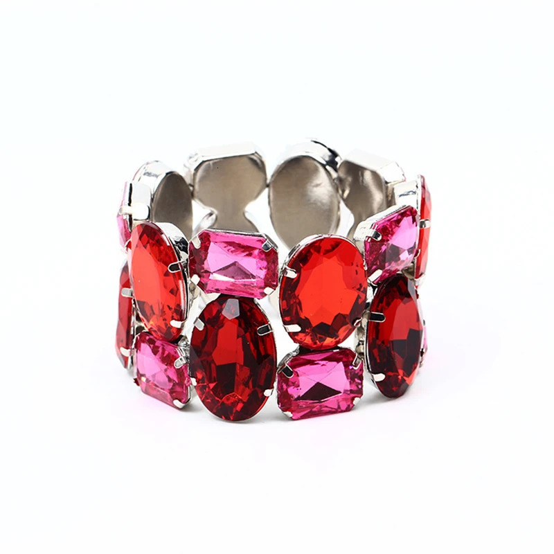 Fashion Exquisite Wide Elastic Color Rhinestone Bridal Bracelet 250320