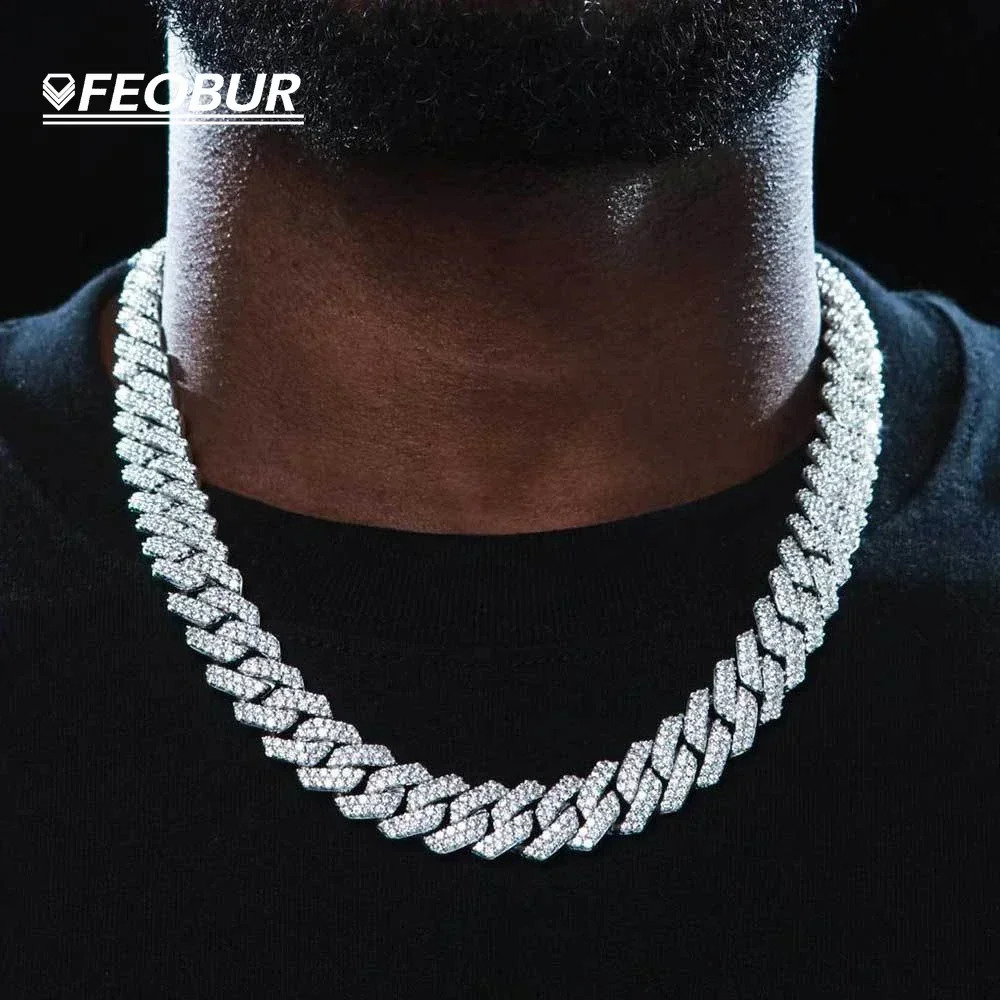 14mm Full Moissanite Cuban Link Necklace Bracelet GRA Certified 100% 925 Sterling Silver Hip Hop Cuban Jewelry for Men Women