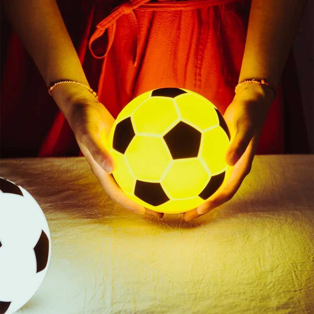Football Night Light Touch Sensor Dimmable LED Light USB Rechargeable Waterproof Silicone Ball Lamp for Children Baby Toy Gift 250319