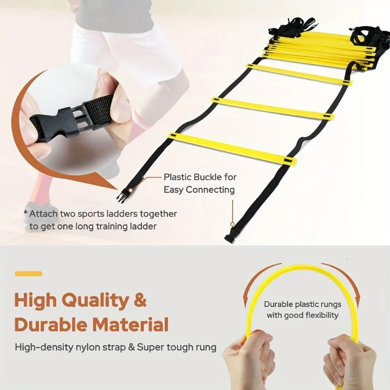 Speed Training Agility Ladder With Nylon Strap - Improve Footwork Speed And Coordination For Football And Fitness Training 250320