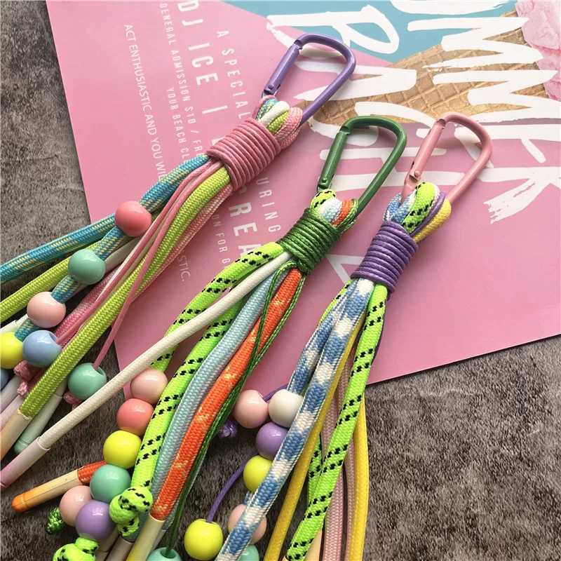 Colorful keychain with bead bag charming weaving car keychain mini fresh keyholder high-end accessory for mobile phonesXJ250319