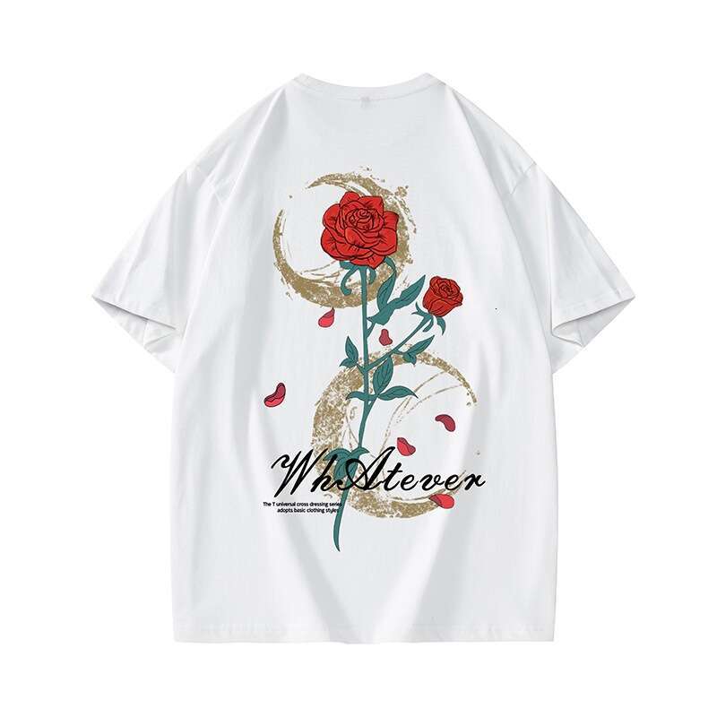 2025 Summer New Colorful Butterfly Trendy Brand Round Neck Short sleeved T-shirt for Men, Loose and Versatile Printed Pure Cotton Top