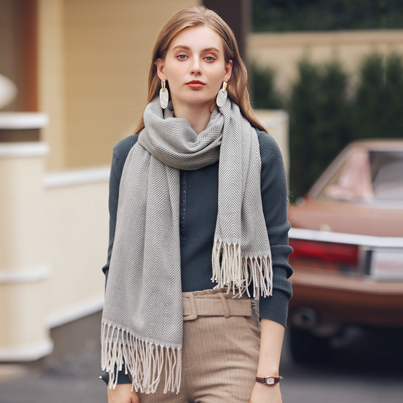 K184 Solid color scarf wave light stripes new scarf women's winter fresh sweet macaron monochrome medium and long scarf