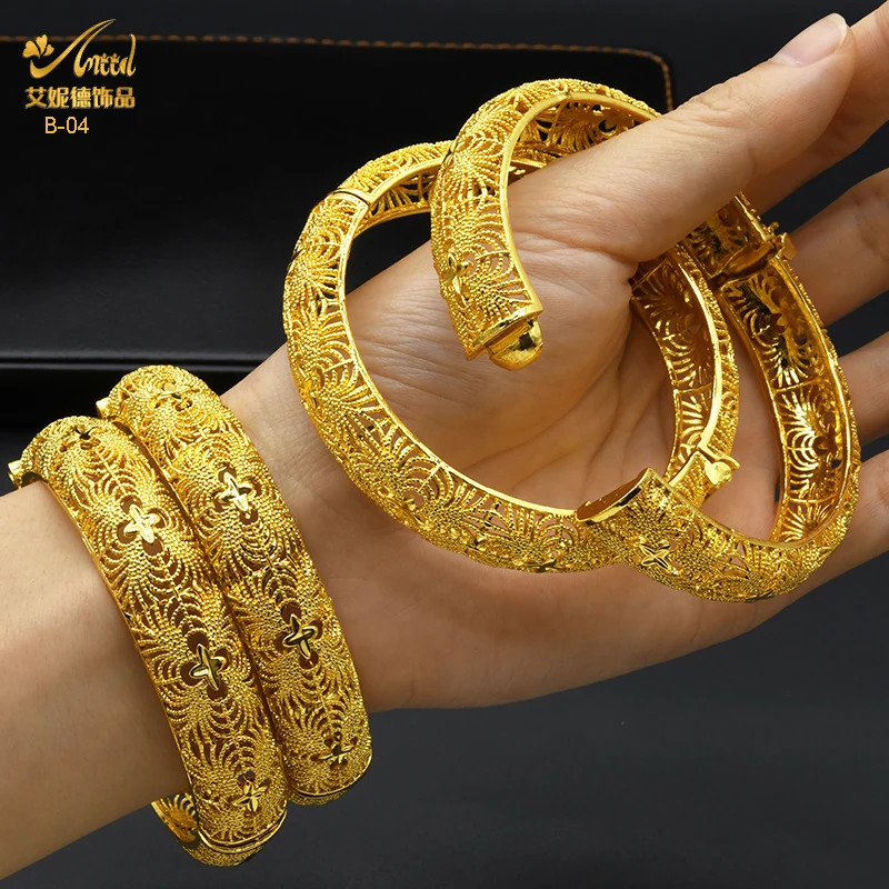 ANIID Dubai 24K Gold Color Bracelets For Women Jewelry s Indian Bangles African Arabic Wholesale Wedding Bridal 250320