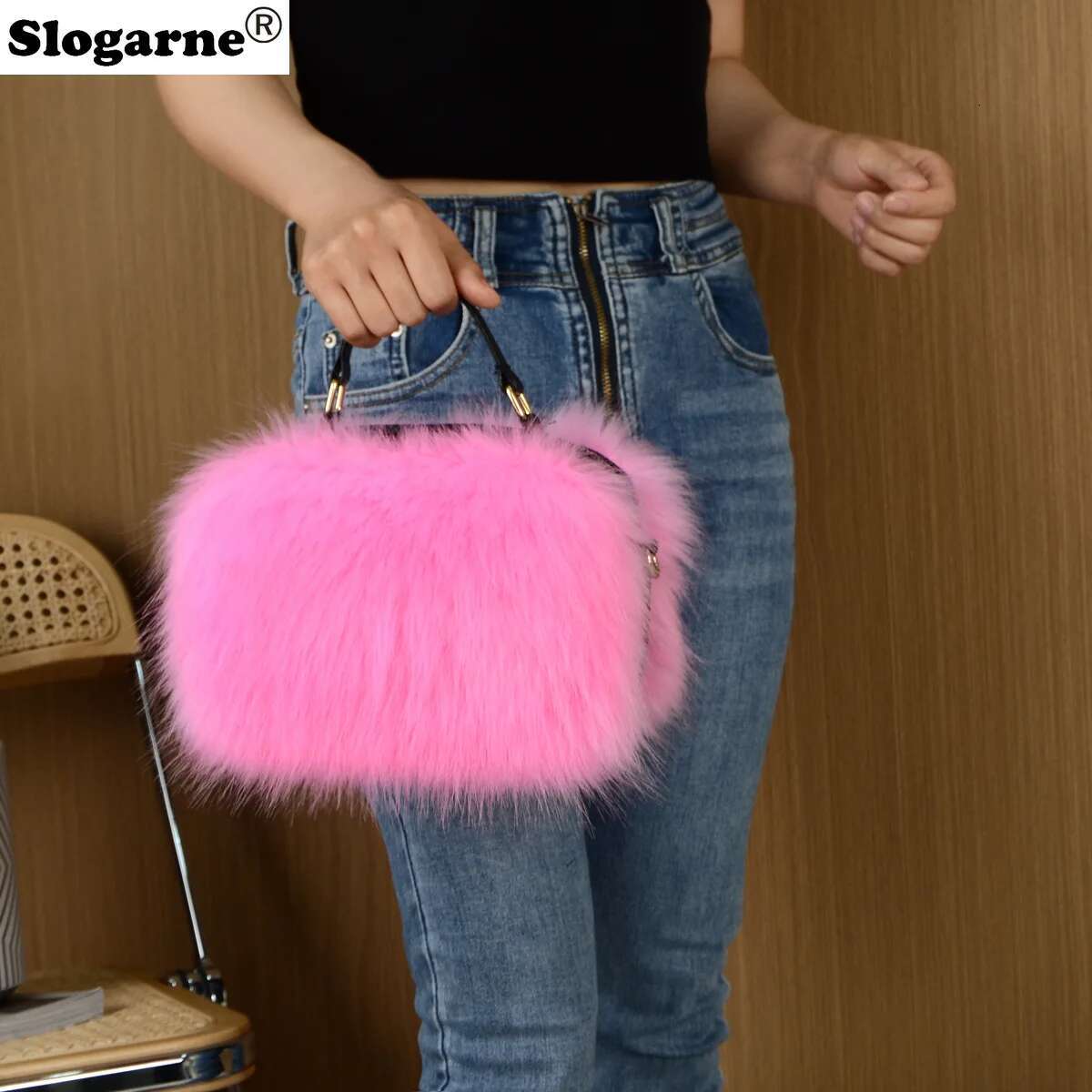 New High Quality Fox Handbag Women Faux Fur Shoulder Bags Design Ladies Tote Messenger Girls Fluffy Crossbody Bag