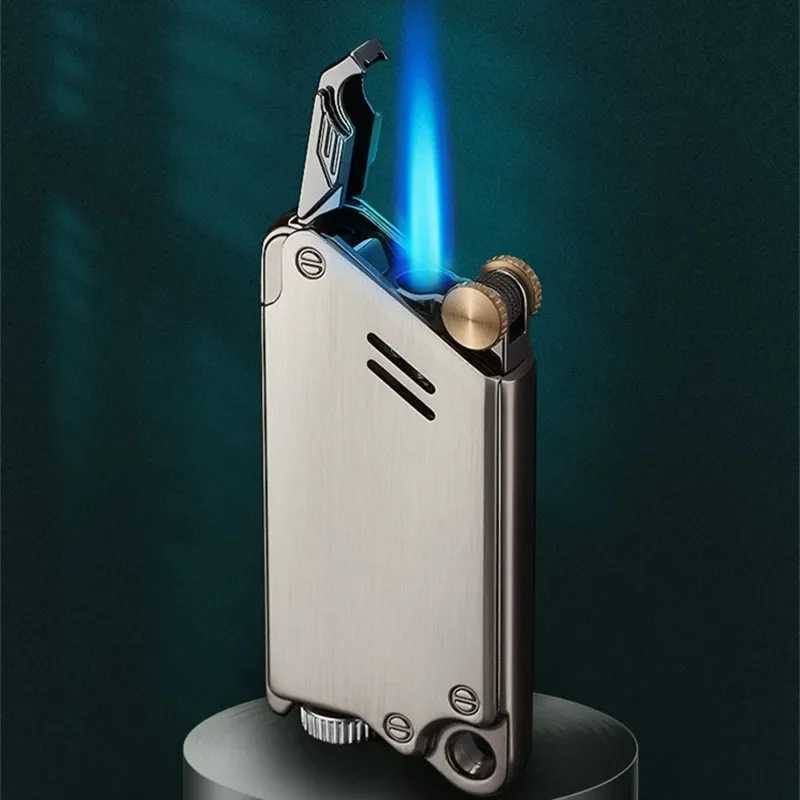 New Unusual Mechanical Sense Jet Torch Lighter Windproof Waterproof Inflatable Butane Cigarette Lighter Smoking Accessories Cool M250320