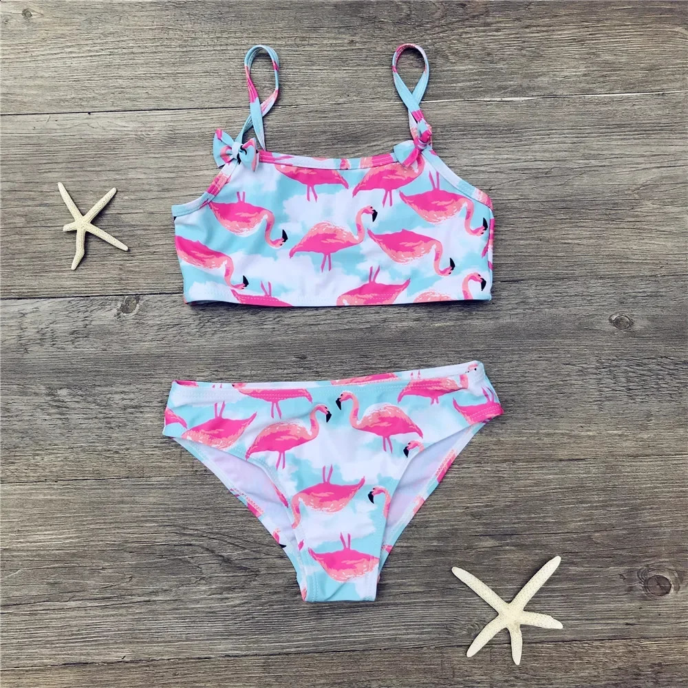 Girl bikini cute flamingo print twopiece beachwear childrens split swimsuit baby 250319