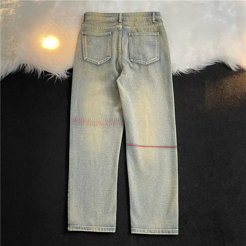 jeans for men in autumn winter loose straight-leg European American high street pants trendy brand washed wide-leg casualT250319