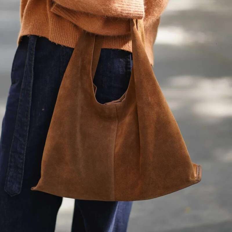 Reverse Veet Cowhide Tote Handbag For Women 2025 Durable Underarm Shoulder Bag Suede Leather Casual Commuter Shopper Bags