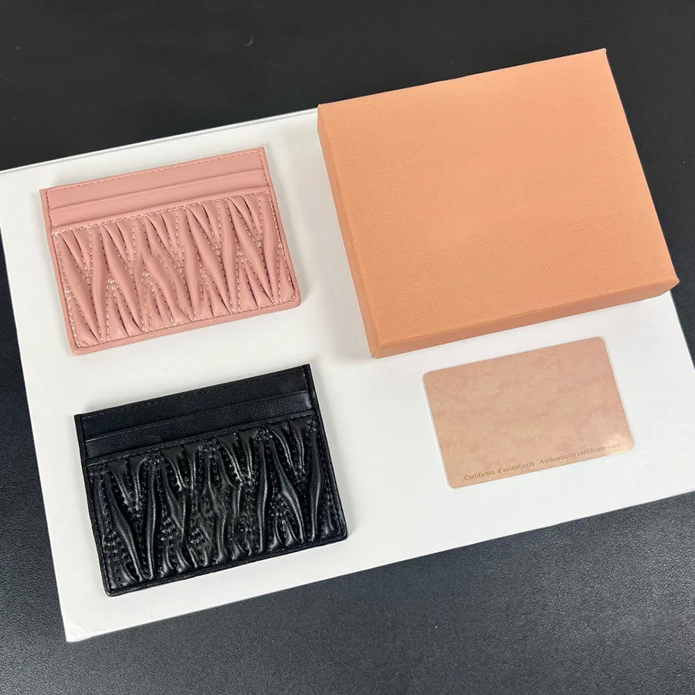 Ladies Wallet Wrinkles MM Luxury Designer Credit Card Holder Top Quality Leather Fashion Thin Card Clip Coin Purse Pocket 5MC706 Original Packaging Gift Box 3130