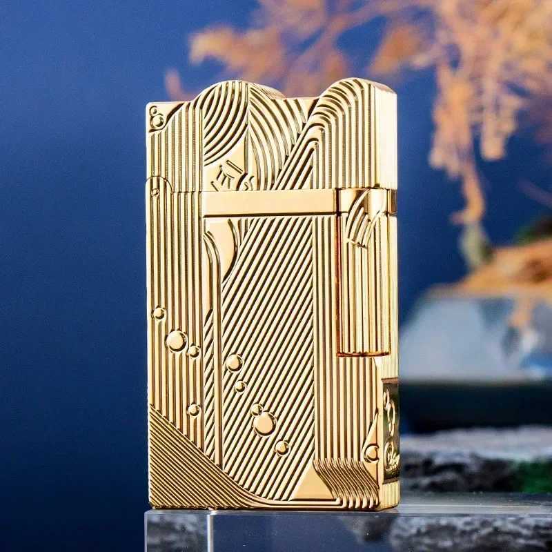 Creative Mens Gift Lighters ic Long Sound Mermaid Side Slide Wheel Lighter Brass Fashion Personty Smoke AccesoiresC250320