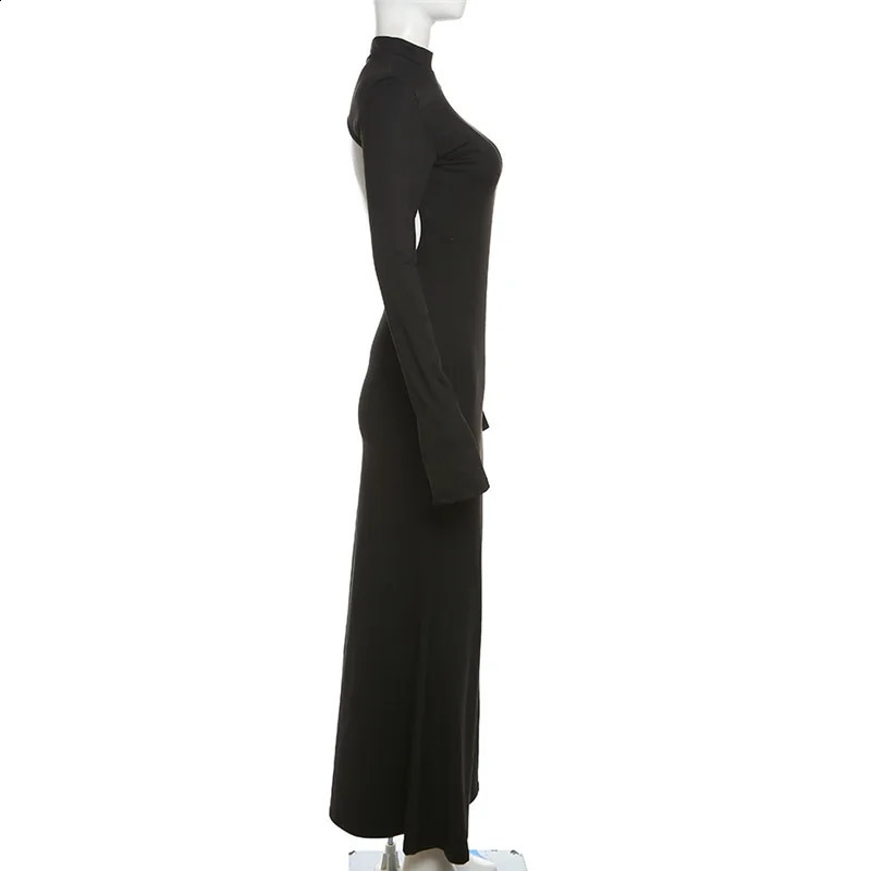 Autumn Winter Backless Sexy Party Club Black Bodycon Maxi Dresses Outfits for Women Long Sleeve Y2K Dress Vestido Streetwear 250319