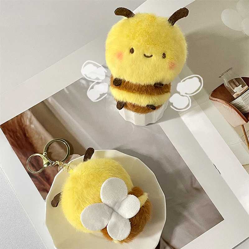 1 charm filled cute fluffy decoration bee pendant car toy keychain plush doll childrens holiday giftXJ250319