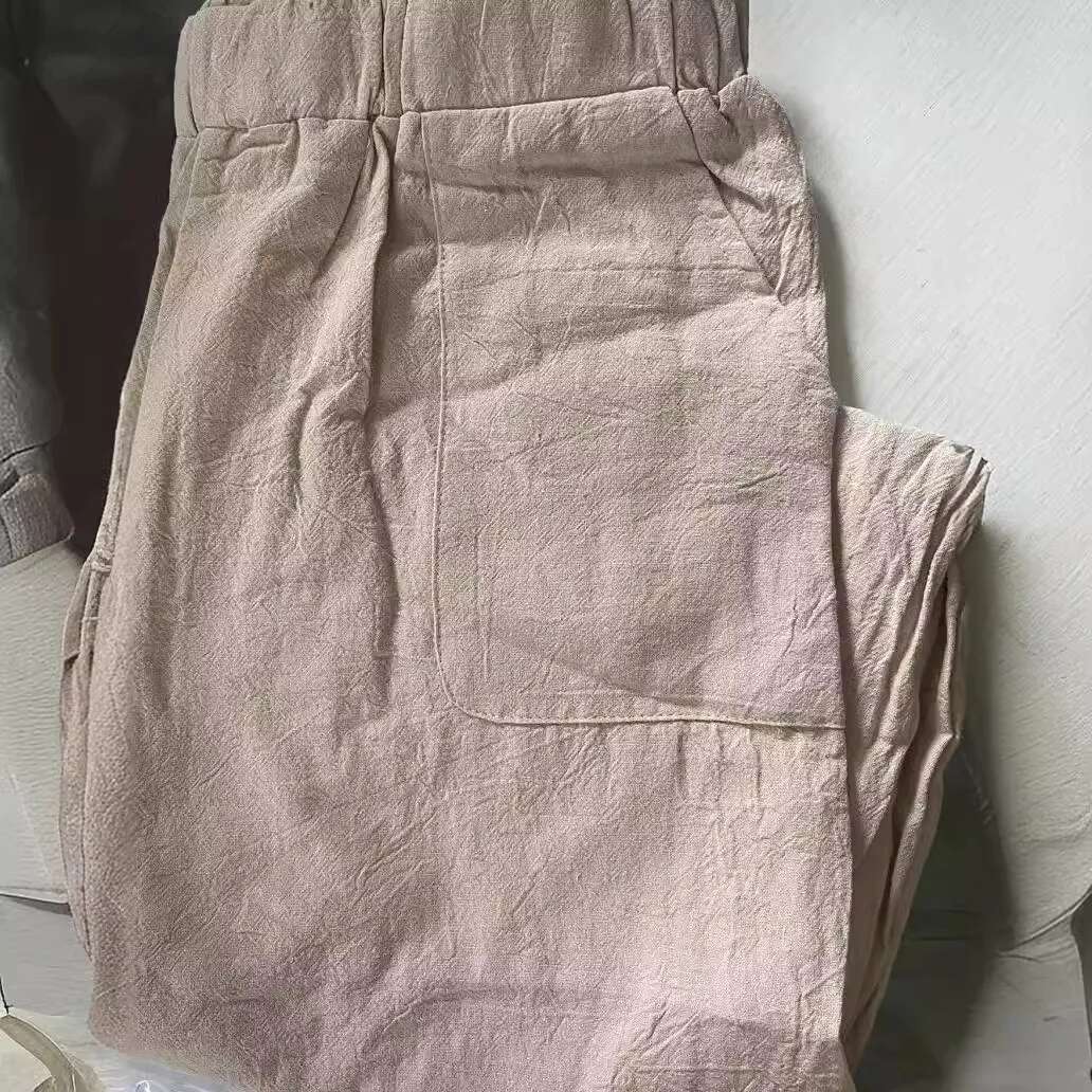 Women Cotton Summer Casual Vintage Pockets Thin Beach Trousers Female Elastic Waist Wide Leg Retro Loose Harem Pants