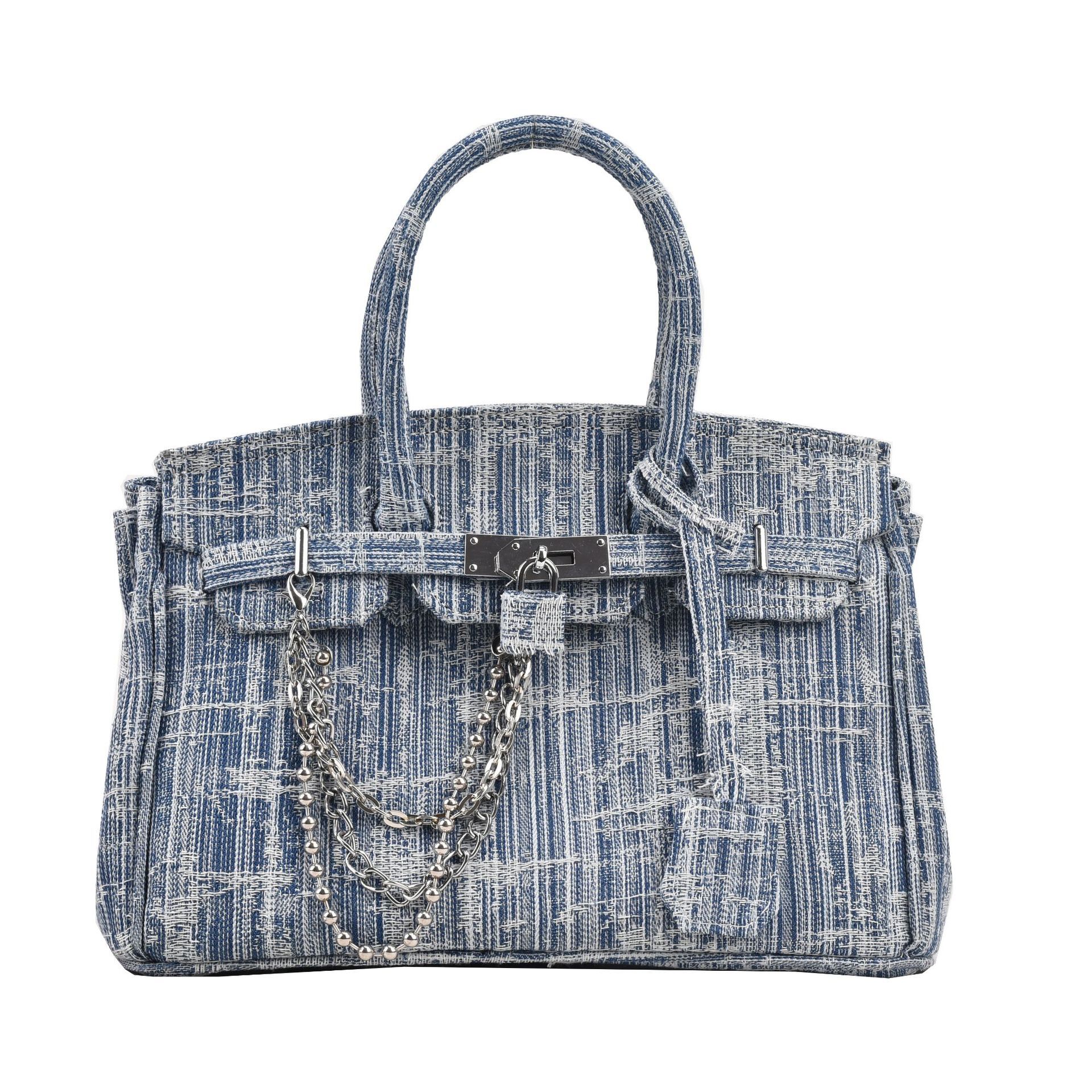 Unique Design Spring/Summer New Denim Blue Premium Texture Large Capacity Commuting Single Shoulder Diagonal Straddle Bag