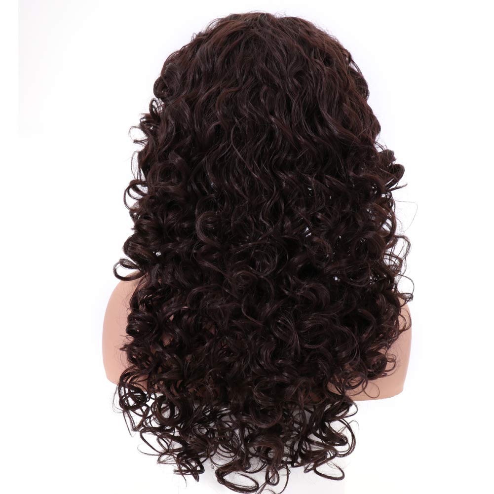 Long Chestnut Brown Hair Curly Wavy Full Head Halloween Wigs for Women Cosplay Costume Party Hairpiece (6#-Chestnut Brown)