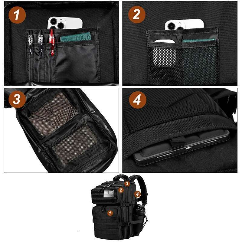 45L/35L/25L Tactical Backpack for Men and Women Waterproof Outdoor Travel Hiking Gym Bag Military Rucksack with Bottle Holder