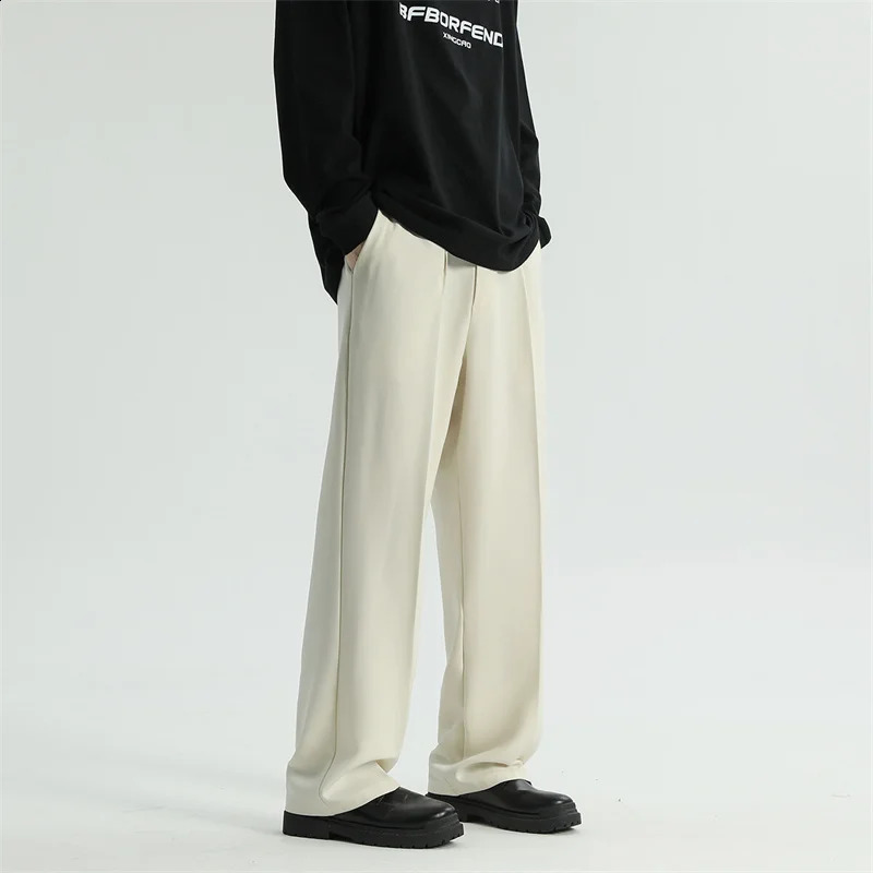 Mens straight pants thin mens black comfortable summer casual streetwear loose Trouser Japan 5XL fashion 250317