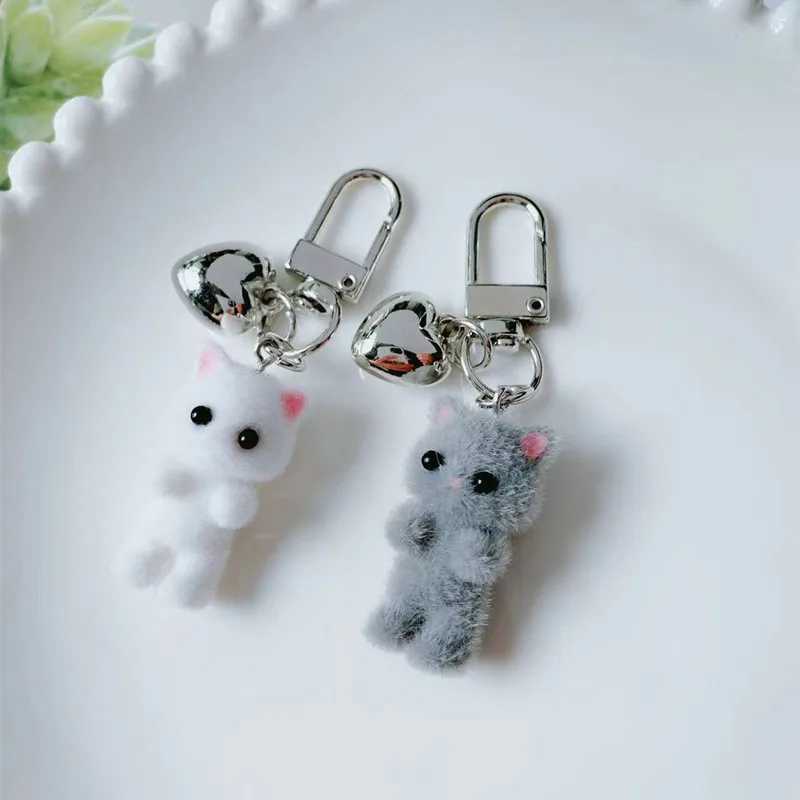 ZAKOL Cute Plush Cat Keychain 3D Love Phone Pendant Earphones Charm Packaging Decoration Car Key Ring Jewelry GiftXJ250319