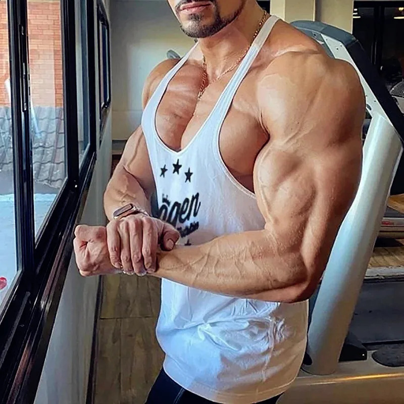Mens sports vest cotton underwear gym top sleeveless mens fitness running sweater 250319