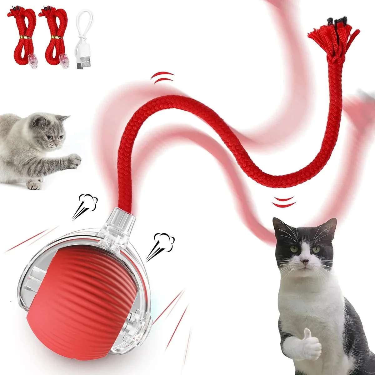 Interactive Cat Toys Ball Auto Electric Rolling for CatsKitty Pets Smart Automatic Teaser USB Charging 250320