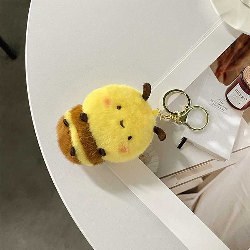 1 charm filled cute fluffy decoration bee pendant car toy keychain plush doll childrens holiday giftXJ250319