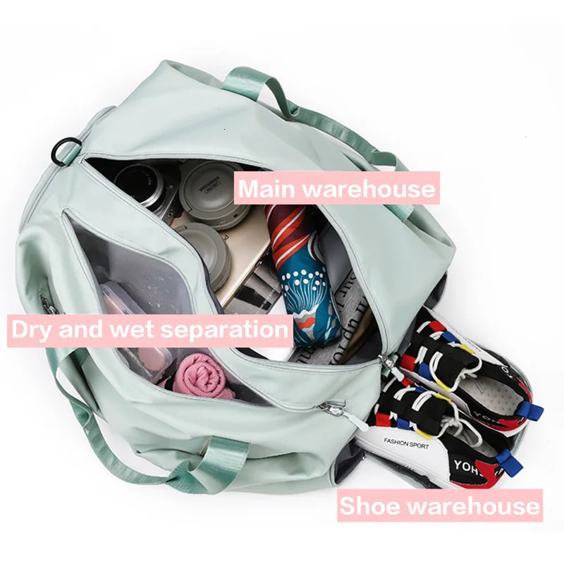 Women Sports Gym Bag Travel Dry Wet Bag Handbags Multifunction Swimming Tote Shoulder Weekend Fitness Duffle Yoga Shoes Daypack R250320