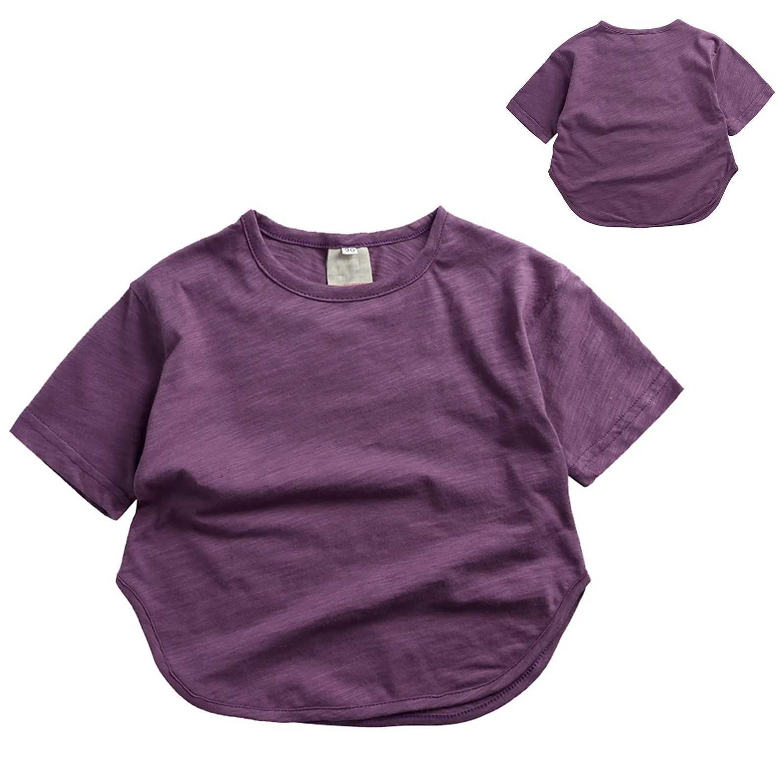 Preschool children girls boys short sleeved classic loose short sleeved solid color T-shirt teenagers childrens training tops 8 boysT250320