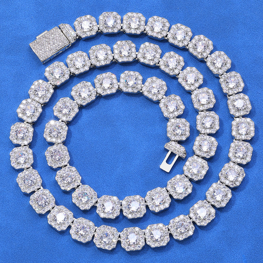 10mm 12mm Mens Hip Hop Tennis Necklace Luxury Cube Zirconia Popular Personalized Womens Cluster Tennis Chain Gift