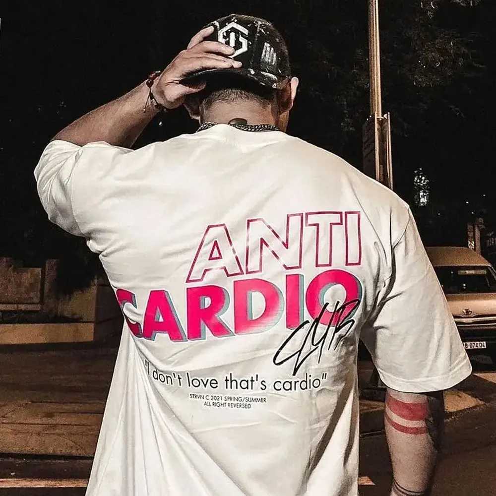 ANTI CARDIO T-shirt Gym 2023 Men Summer Cotton Casual Short Sleeves T Shirt Male Tee Training Workout Tops Fashion Women T ShirtT250319