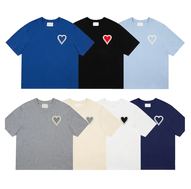 Summer T shirt designer mens t shirt simple pure cotton round neck embroidered letter macaron casual commuting women tshirt temperament Amii Shirt men tees