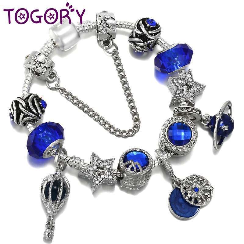 Crystal Star Charm Bracelet With Classics Star Moon Beads Bracelets Bangles For Women Men Girlfriend DIY Jewelry Gift
