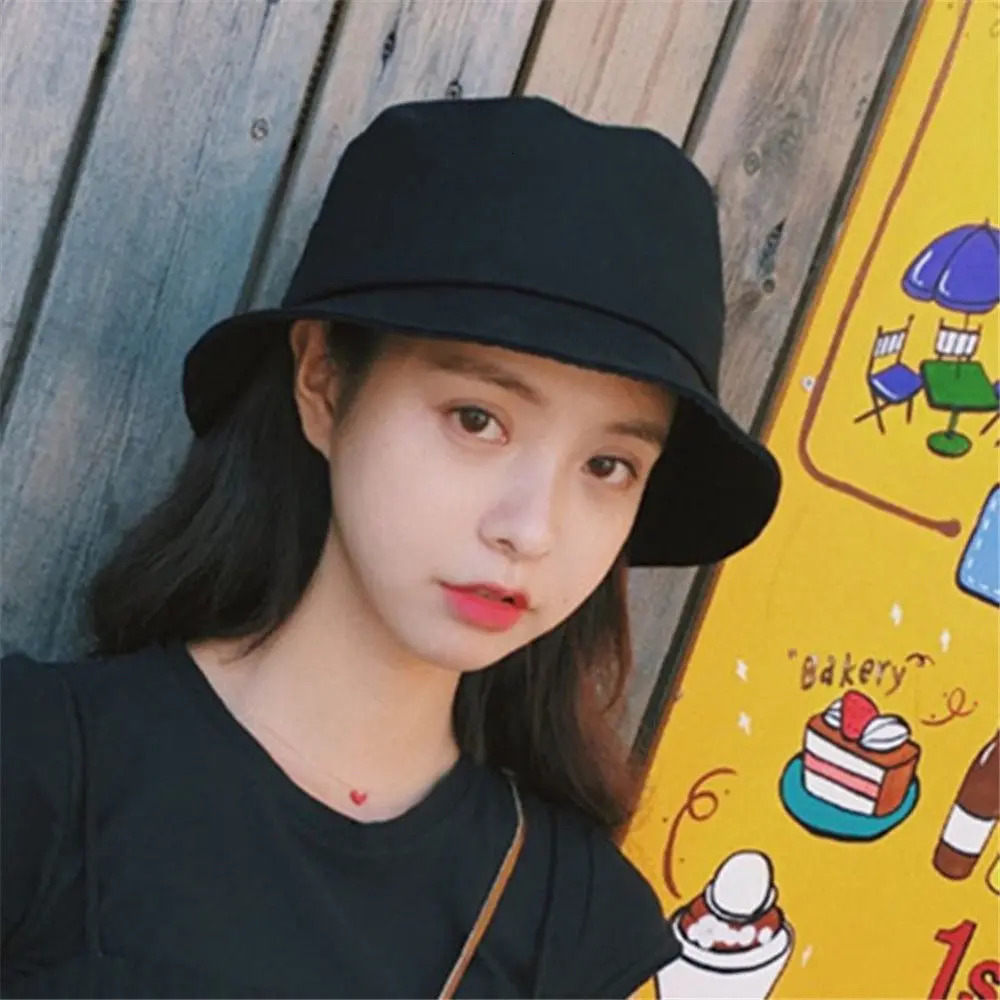 Cotton Summer Foldable Bucket Hat Unisex Women Outdoor Sunscreen Hat Pure Color Fishing Hunting Cap Men Basin Chapeau Beach Cap 250320