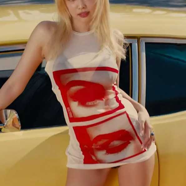 Autumn/Winter New Product Women's Jennie Same Style Perspective Fashion Spicy Girl Tight Printed Sleeveless Top 250315