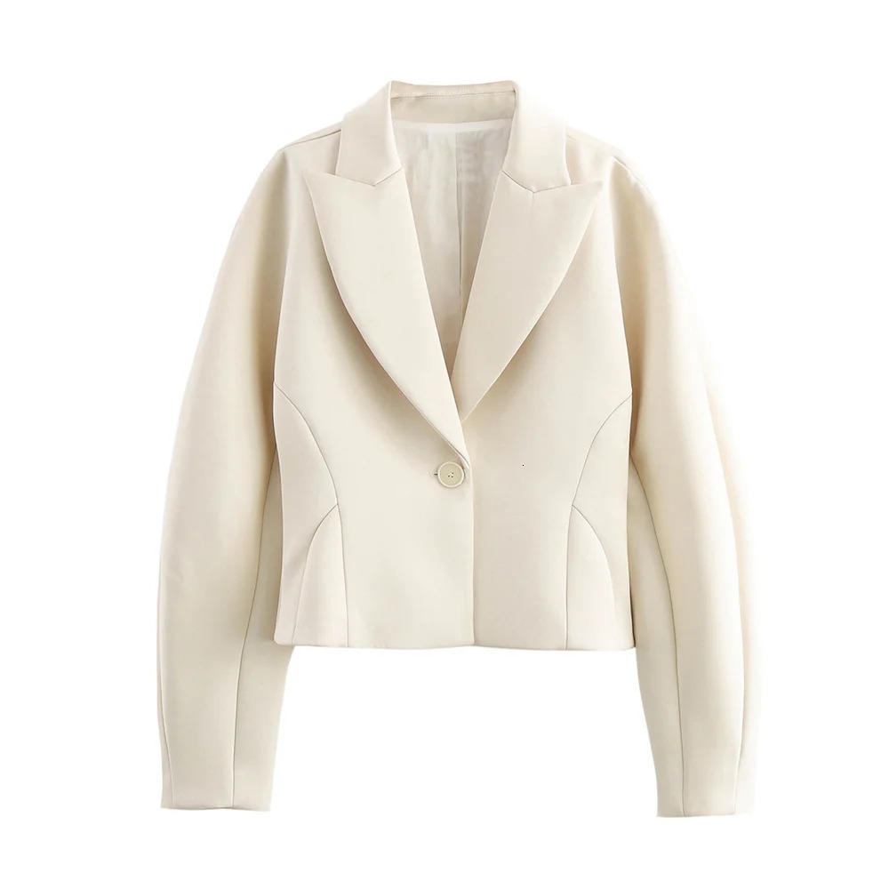 UNIZERA solid color waist cut short silk texture set suitable for autumn and winter one button long sleeved womens jacket 250314