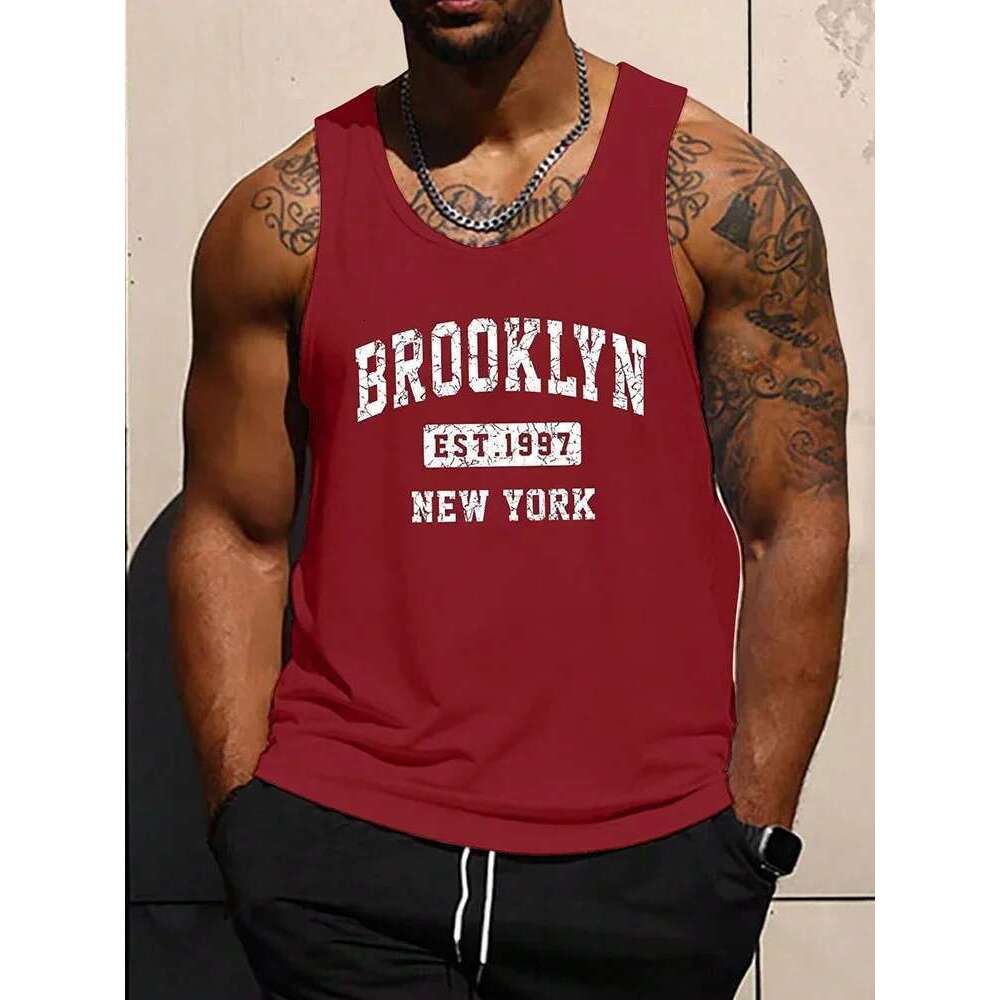 3D Printed Letter Sleeveless Vest for Men, Urban Streetwear, Casual, Trend, Fitness, Medicine, T-shirt, Summer, New