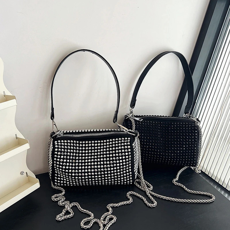 Diamond Deluxe Evening Bag for Women Cylindrical Diamond Cross Body Bag Party Fashion Handbag Shoulder Bag 250318