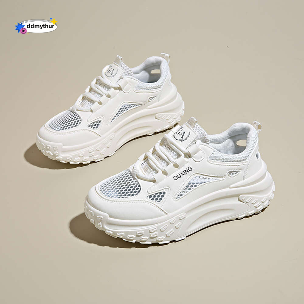 CRLAYDK 2024 Summer Fashion Women's Chunky Sneakers Hollow Out Mesh Platform Lace Up Casual Dad Shoes Walking Nurse Tennis ddmythur
