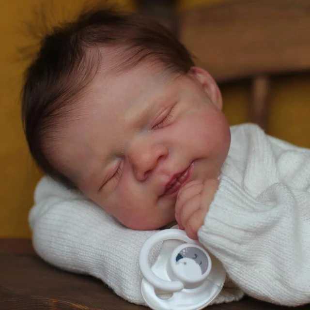 NPK 19 inch has been painted as a regenerated sleep baby doll the same as in the picture with a soft lifespan 3D skin touch and visible hair roots W25