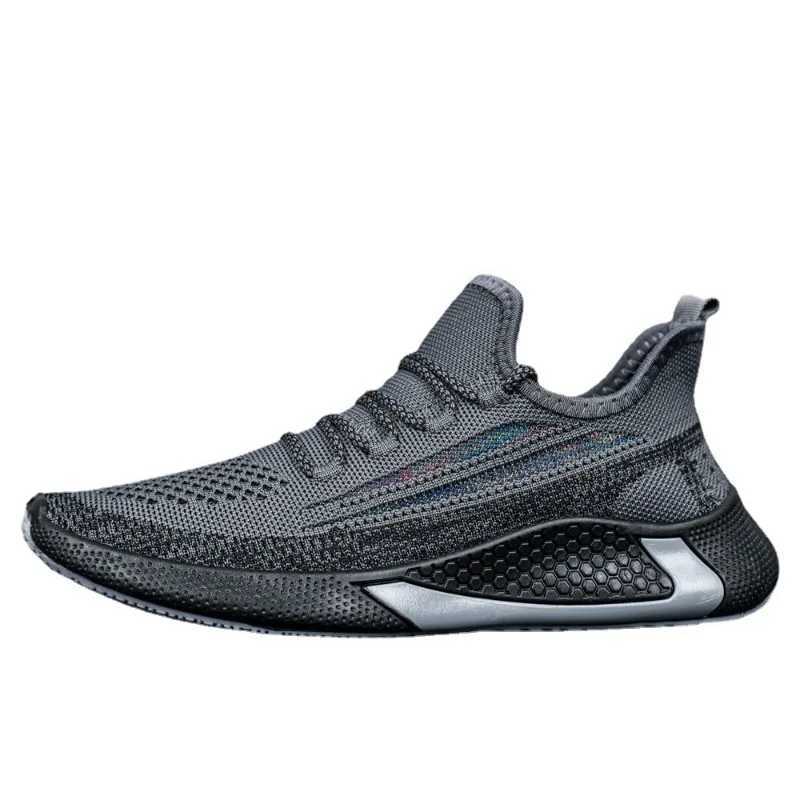Mens mesh casual sports shoes autumn new item thick soled lace mens running casual breathable running sports shoes Y250320