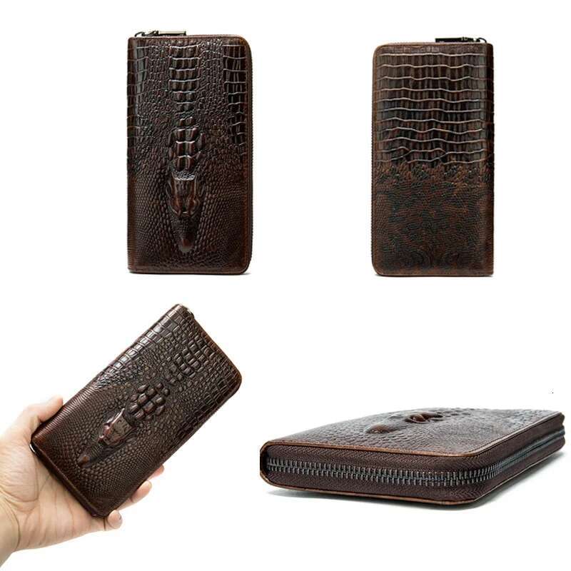 MOTAORA Men's Wallet Genuine Leather Crocodile Pattern Male Purse Fashion Business Clutch For Men Casual Emed Card Holder