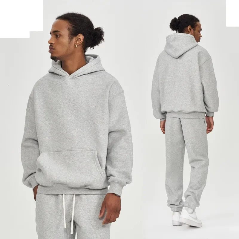 2024 Tracksuit Solid Color Hooded Sport Men Spring Warm Hoodies Casual Long Sleeve Sweatshirts streetwear hoodie 250320